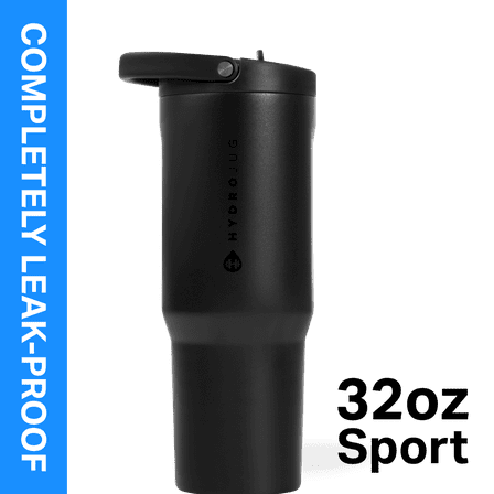 HydroJug Sport 32 oz Stainless Steel Water Bottle with Flip Straw, Insulated Leak-Proof Tumbler for Gym & Outdoor - Black