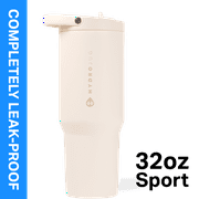 HydroJug Sport - Stainless Steel Tumbler with Straw, Vacuum Insulated, Leakproof Water Bottle, Ergonomic Design, Dishwasher Safe, Rubber Base, Durable for Gym or Outdoors - 32oz, Cream