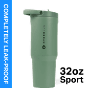 HydroJug Sport - Stainless Steel Tumbler with Straw, Vacuum Insulated, Leakproof Water Bottle, Ergonomic Design, Dishwasher Safe, Rubber Base, Durable for Gym or Outdoors - 32oz, Sage