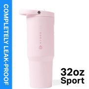 HydroJug Sport 32 oz Stainless Steel Water Bottle with Flip Straw, Insulated Leak-Proof Tumbler for Gym & Outdoor - Pink Sand