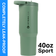 HydroJug Sport 40 oz Stainless Steel Water Bottle with Flip Straw, Insulated Leak-Proof Tumbler for Gym & Outdoor - Sage