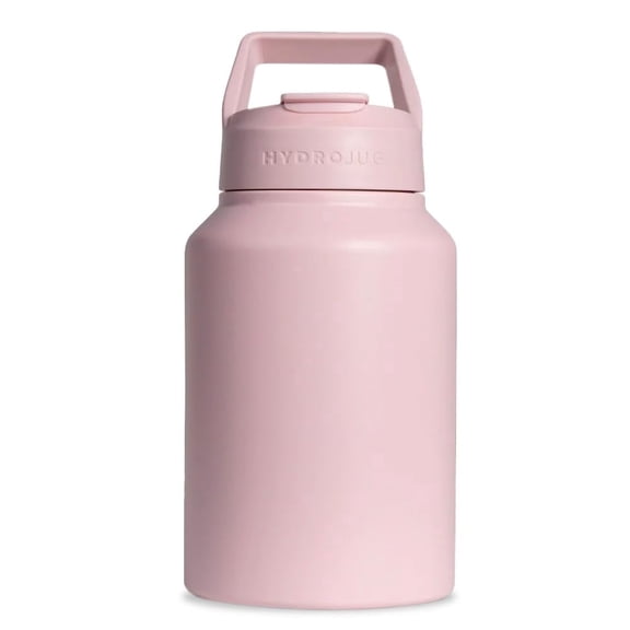 HydroJug Sport Jug 64 oz - Insulated Stainless Steel Half Gallon Water Bottle with Straw & Carry Handle - Pink Sand
