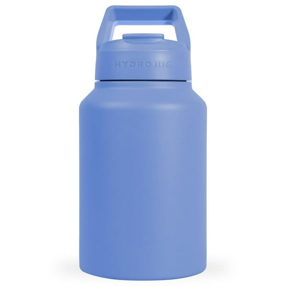 HydroJug Sport Jug 64 oz - Insulated Stainless Steel Half Gallon Water Bottle with Straw & Carry Handle - Light Blue