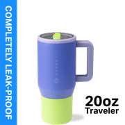 HydroJug Traveler 20 oz Water Bottle, Stainless Steel Insulated Tumbler with Flip Straw and Handle - Lime Rickey