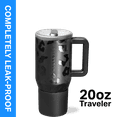 thumbnail image 1 of HydroJug Traveler 20 oz Water Bottle, Stainless Steel Insulated Tumbler with Flip Straw and Handle - Black Leopard, 1 of 7