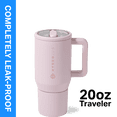 thumbnail image 1 of HydroJug Traveler 20 oz Water Bottle, Stainless Steel Insulated Tumbler with Flip Straw and Handle - Pink Sand, 1 of 7