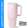 thumbnail image 1 of HydroJug Traveler 32 oz Water Bottle, Stainless Steel Insulated Tumbler with Flip Straw and Handle - Pink Sand, 1 of 7