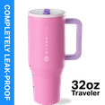 thumbnail image 1 of HydroJug Traveler 32 oz Water Bottle, Stainless Steel Insulated Tumbler with Flip Straw and Handle - Pink Sugar, 1 of 8