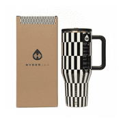 HydroJug Traveler 40 oz Insulated Stainless Steel Tumbler with Handle and Straw, Black Tie
