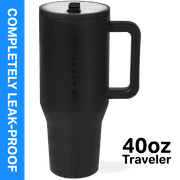 HydroJug Traveler - Water Bottle with Handle & Flip Straw - Fits in Cup Holder, Leak Resistant Tumbler-Reusable Insulated Stainless Steel & Rubber Base - Gifts for Women & Men, 40 oz, Black