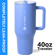 HydroJug Traveler 40 oz Water Bottle, Stainless Steel Insulated Tumbler with Flip Straw and Handle - Light Blue