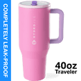 thumbnail image 1 of HydroJug Traveler 40 oz Water Bottle, Stainless Steel Insulated Tumbler with Flip Straw and Handle - Pink Sugar, 1 of 8