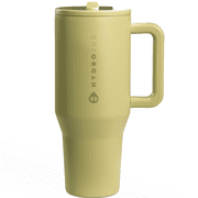 HydroJug Traveler - Water Bottle with Handle & Flip Straw - Leak Resistant Tumbler, Insulated, Stainless Steel & Rubber Base - 40 oz, Olive