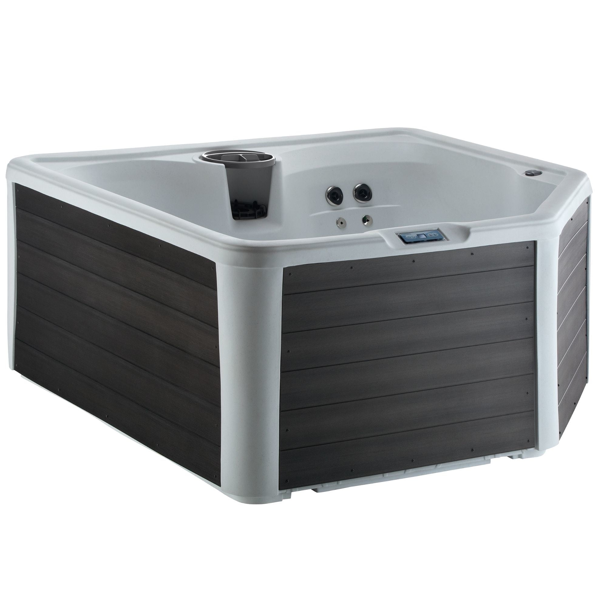 HydroLuxe 4-Person Arctic White and Charcoal Square Hot Tub