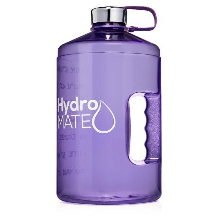 HydroMATE 64oz Half Gallon Time Marked Water Bottle with Straw Black