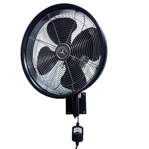 HydroMist F10-14-011 Shrouded Outdoor Wall Mount Oscillating Fan 3 Speed on Cord, 18", Back- Fan Only Misting Ring Not Included.
