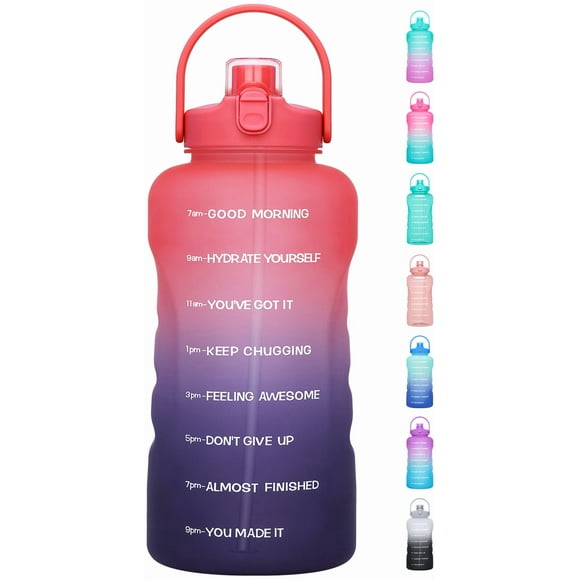 HydroPal Motivational Water Bottle 128oz with Time Marker BPA Free Tritan Reusable Water Jug Leak Proof Wide Mouth Lightweight Sport Travel Water Bottle