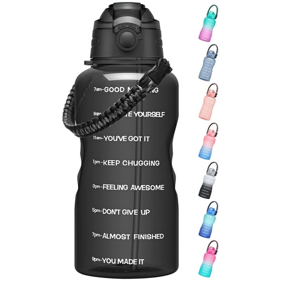HydroPal Motivational Water Bottle 128oz with Time Marker BPA Free Tritan Reusable Water Jug Leak Proof Wide Mouth Lightweight Sport Travel Water Bottle