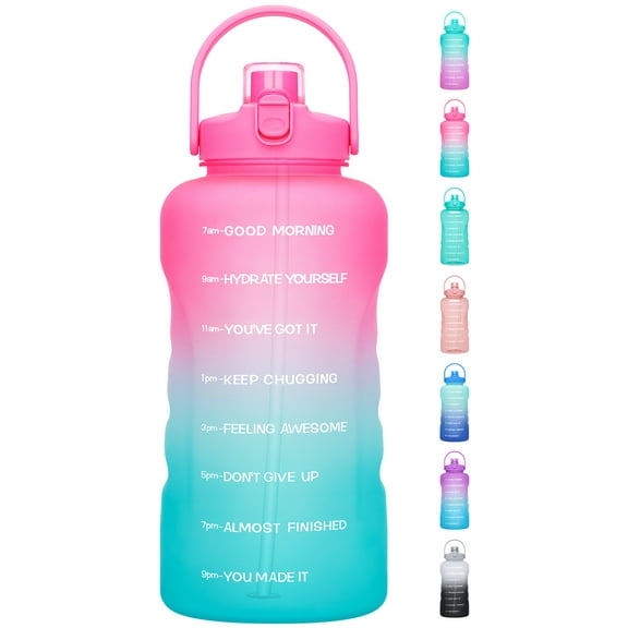 HydroPal Motivational Water Bottle 128oz with Time Marker BPA Free Tritan Reusable Water Jug Leak Proof Wide Mouth Lightweight Sport Travel Water Bottle