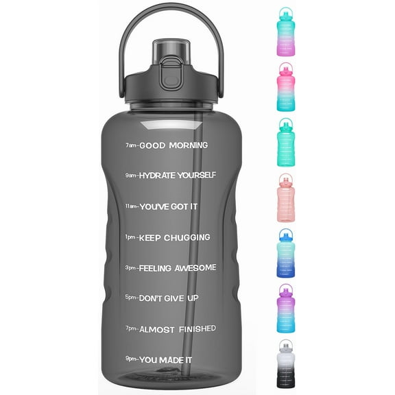 HydroPal Motivational Water Bottle 128oz with Time Marker BPA Free Tritan Reusable Water Jug Leak Proof Wide Mouth Lightweight Sport Travel Water Bottle