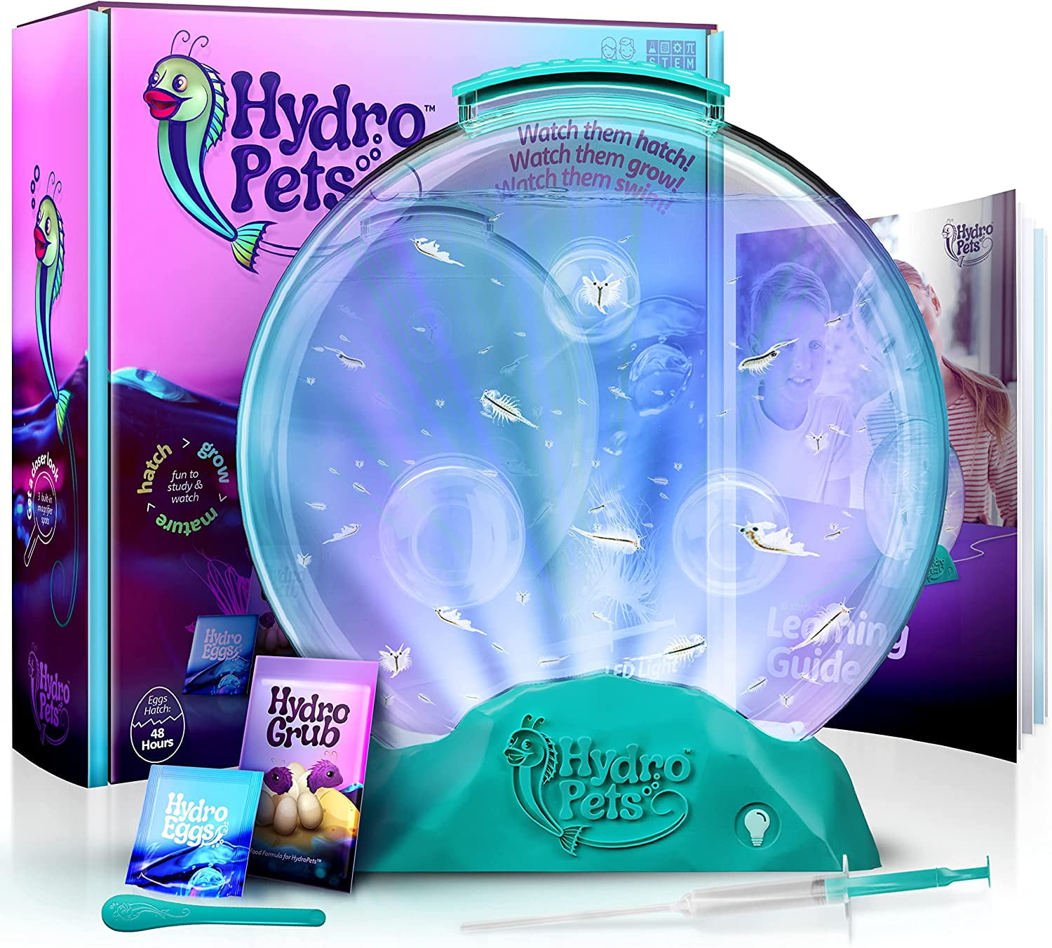 HydroPets Live Sea Pets Habitat Kit, Light Up Tank - Hatch & Grow Aquatic Pets Gift Science Experiments Kits - Educational STEM Kids Toys for Boys & Girls Age 6-12