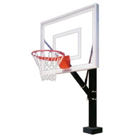 HydroSport II Stainless Steel-Acrylic Fixed Poolside Basketball System, Saddle Brown