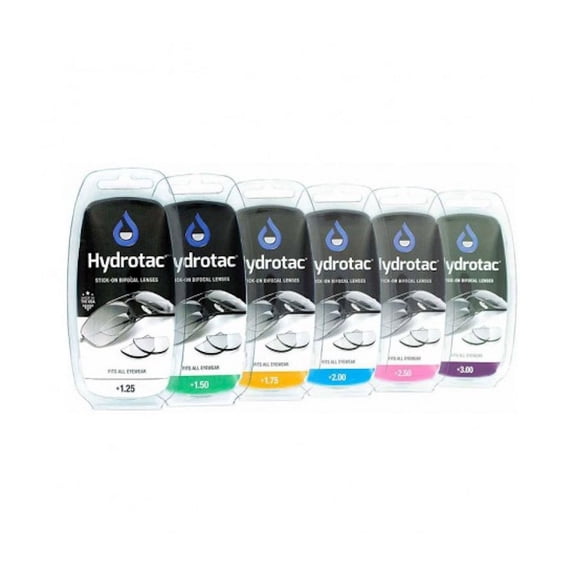 HydroTac Stick-On Bifocal Reading Lenses +1.75 Diopter, Trimmable, Removable and Reusable Magnification for Any Eyewear, Polymer Aspheric, Non-Prescription, Vision and Reading Support