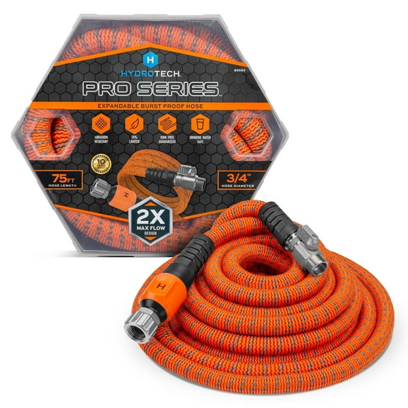 HydroTech Pro Series Max Flow 3/4" x 75 ft Expandable Garden Hose