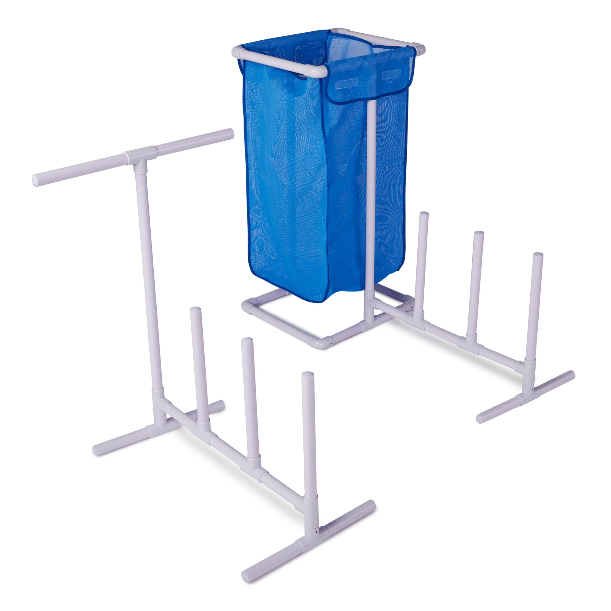 Blue PVC Poolside Organizer with Mesh Laundry Hamper