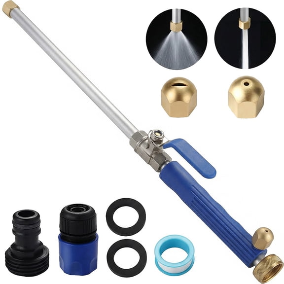 Hydroblast Power Nozzle for Garden Hose, Jet Nozzle Power Washer with Pressure Washer Wand, High Pressure Hose Attachment for Car Washing and Outdoor Cleaning, Fits Any Standard Waterhose