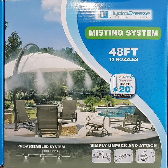 Hydrobreeze 0.25 x 48 Pre-Assembled Misting System with 12 Nozzles, Beige Tubing