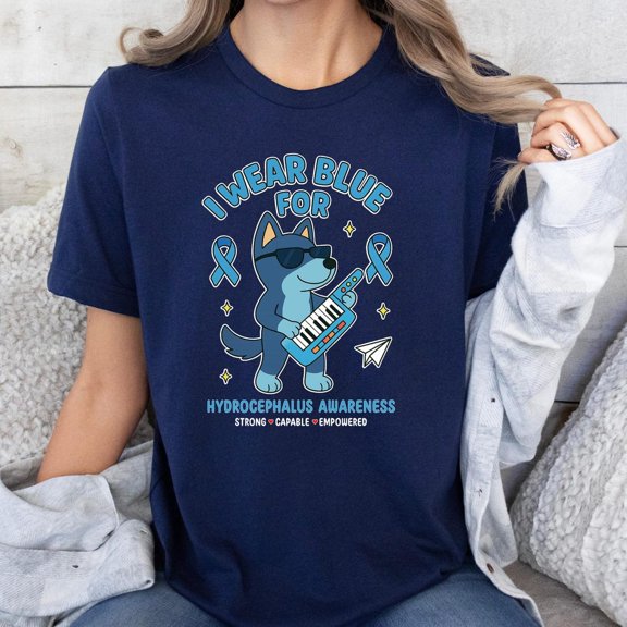 Hydrocephalus Awareness Shirt: In September We Wear Blue Shirt, Support Hydrocephalus Blue Ribbon Tee, Support Hydrocephalus Walk Tees Sweatshirt All Size S-5XL