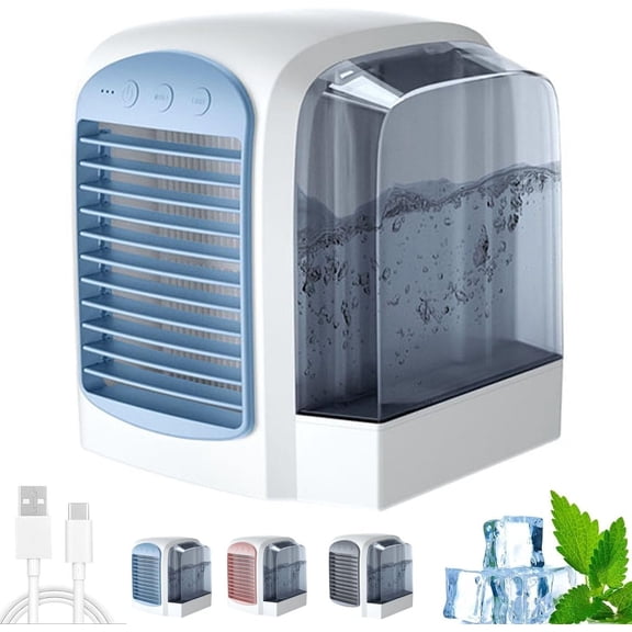 Hydrochill Cooler, Hydrochill Fan, Portable Air Conditioner, 3-in-1 Mini Air Cooler, Fan and Humidifier, Ultra-Quiet, USB Powered, Compact & Travel-Friendly, For Room, Office, Bedroom (1 PCS)