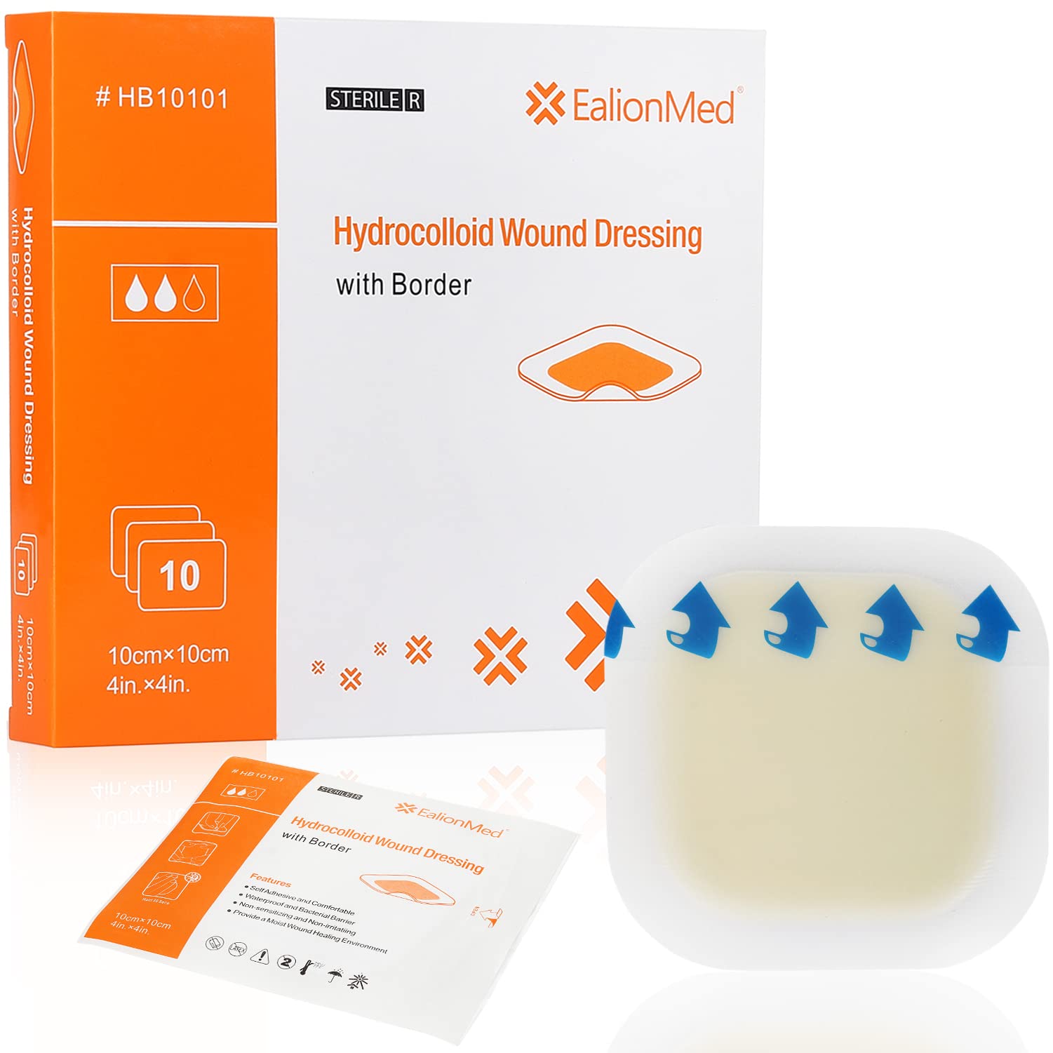 Hydrocolloid Bandage, Hydrocolloid Wound Dressing with Border 4''x4'' for Light to Medium