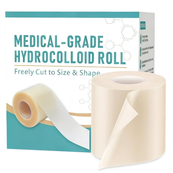 Hydrocolloid Bandages for Wound Care, Extra Large Medical-Grade Hydrocolloid Roll with Self-Adhesive, Ultra Absorbent, Flexible & Waterproof, DIY Size & Shape First Aid Kit Essential (2in*10ft)