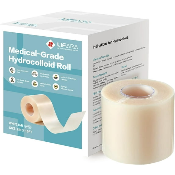 Hydrocolloid Roll For Wound Care - Cut-To-Size,Hydrocolloid Roll,Extra Large Hydrocolloid Patch Bandages With Self-Adhesive, Ultra Absorbent, Flexible & Waterproof, First Aid Kit Essential (2in*16ft)