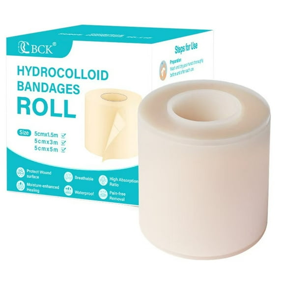 Hydrocolloid Roll for Wound Care, Extra Large Hydrocolloid Patch Bandages with Self-Adhesive, Ultra Absorbent, Flexible & Waterproof, DIY Size Shape First Aid Kit