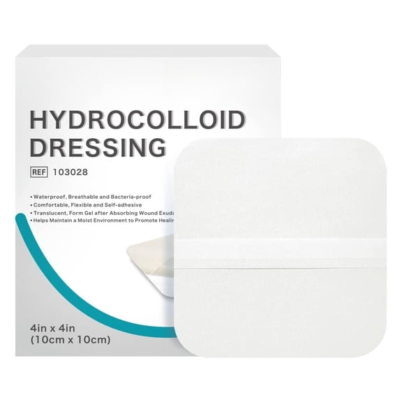 Hydrocolloid Wound Dressing, Ultra Thin 4" x 4" Large Patch Bandages with Self-Adhesive (5 Packs)