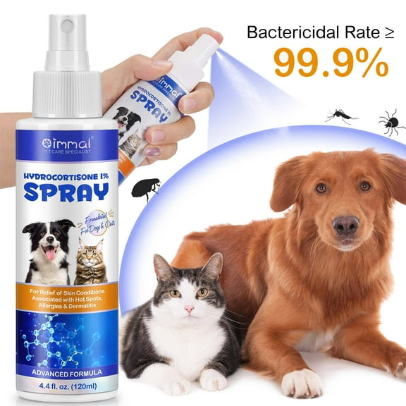 Hydrocortisone Spray for Dogs, Cats - 120ml , Helps Alleviate Sensitive Skin, Scratching, and Licking of Coat