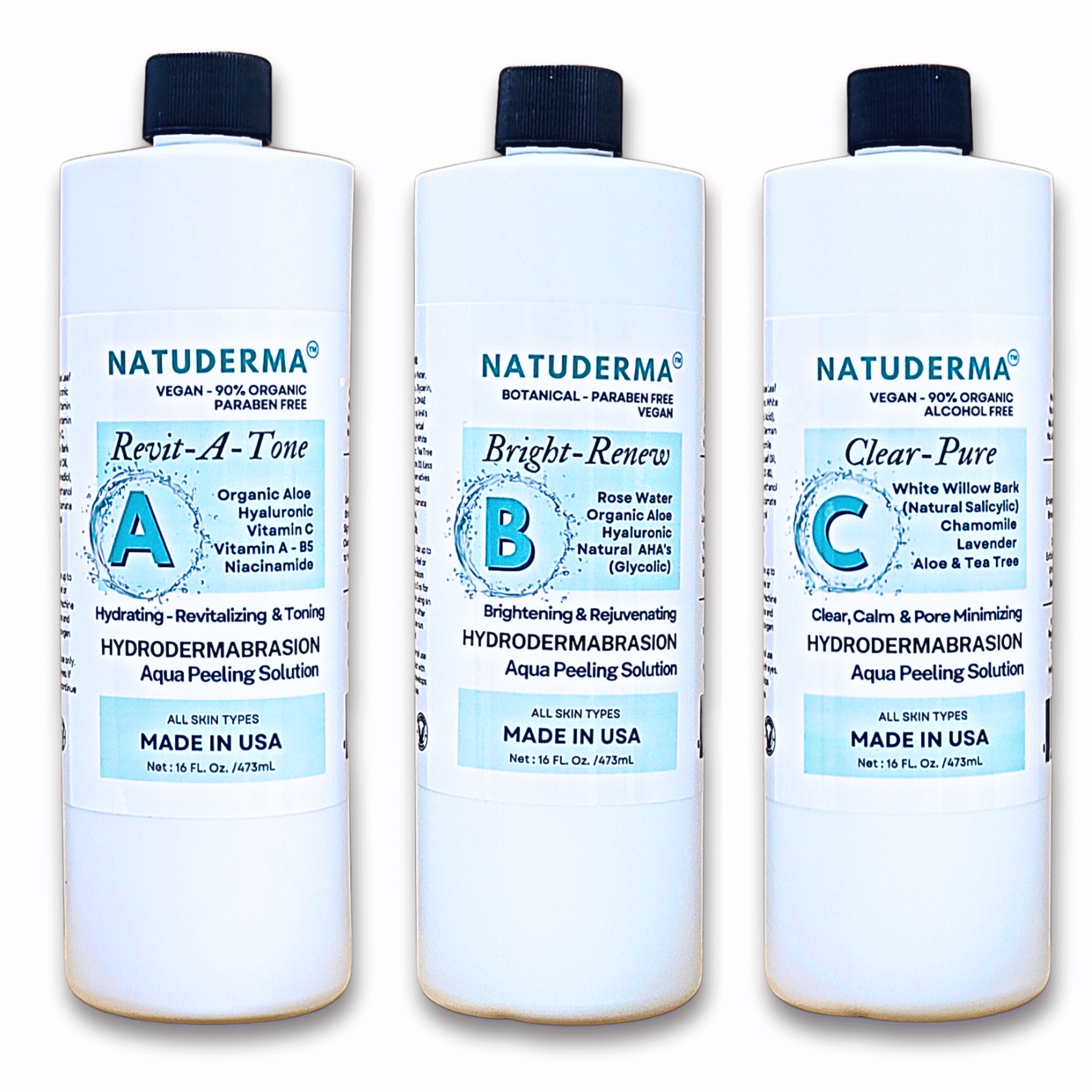 Natuderma Hydrodermabrasion Solution, Vegan, Non-Comedogenic, 3-16 oz