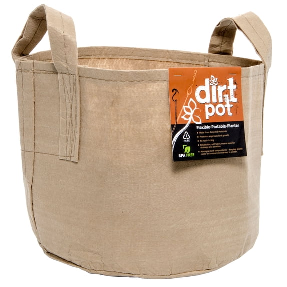 Hydrofarm 15 Gallon 17" x 6" Dirt Pot Flexible Portable Planter with Handle