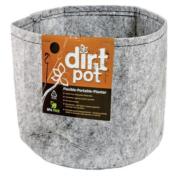 Hydrofarm 2 Gallon Flexible Reusable Portable Gray Fabric Dirt Garden Plant Pot