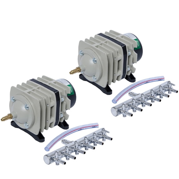 Hydrofarm Active Aqua AAPA45L Commercial Electrical Air Pump 45 L/min, 20W, 700 GPH with 6 Outlets, (2 Pack)