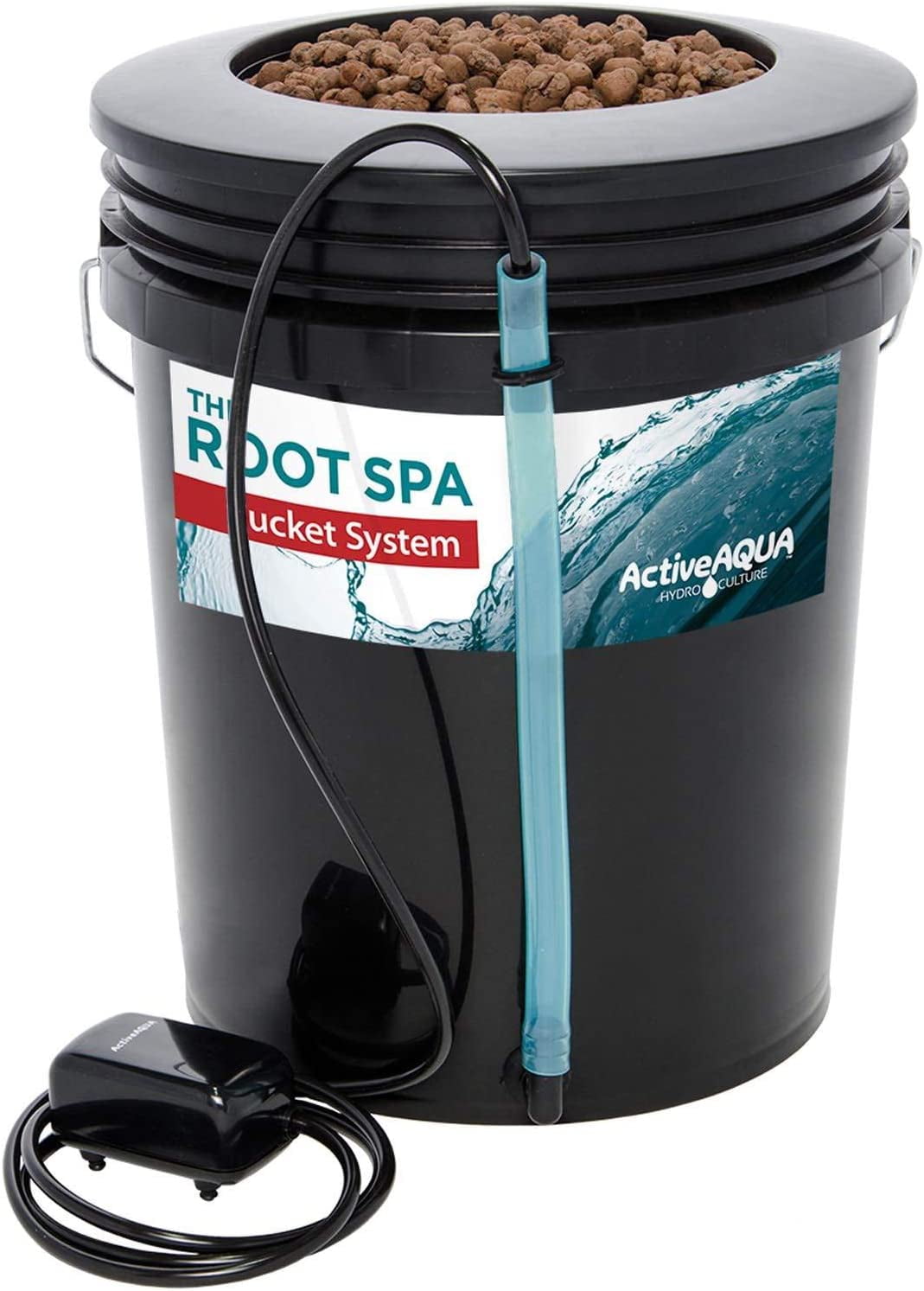 Hydrofarm RS5GALSYS Root Spa Deep Water Culture Bucket System, 5 Gallon, black