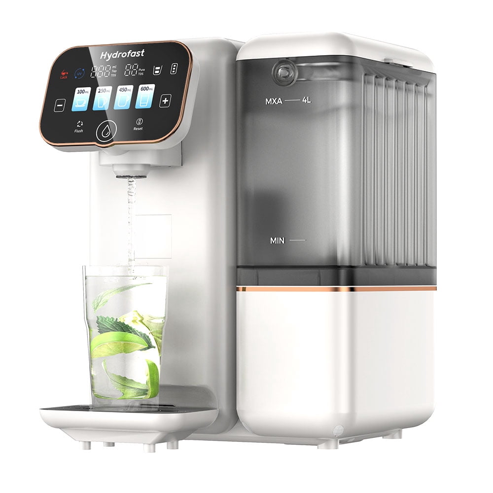 Hydrofast B100 Water Filter System,  Countertop Reverse Osmosis, 6 Stage Filtration, 3:1 Pure to Drain, White