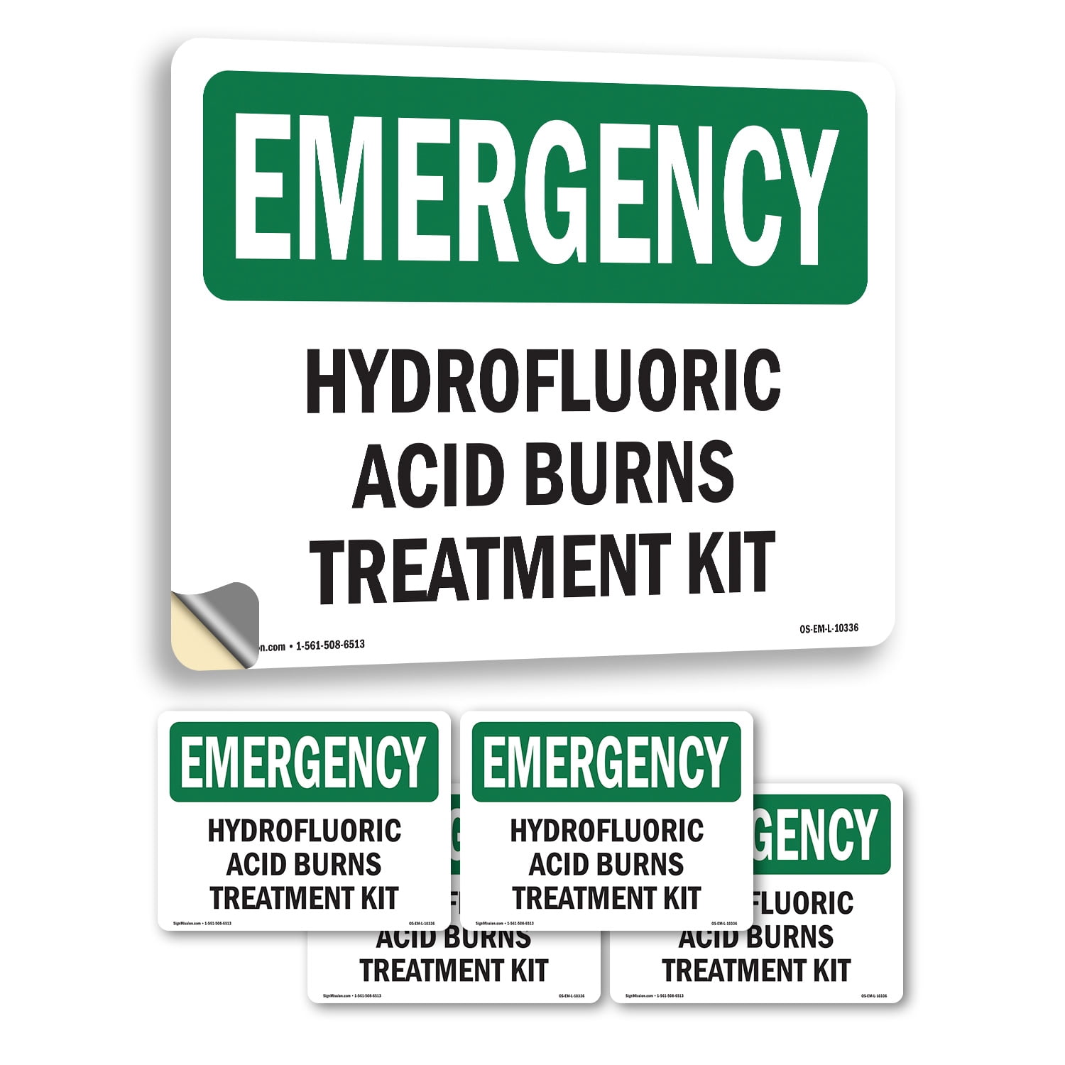 Hydrofluoric Acid Burns Treatment Kit OSHA Emergency Vinyl Decal Label ...