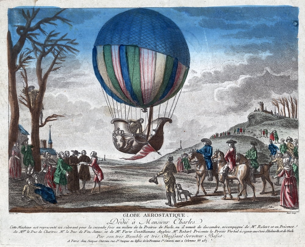 Hydrogen Balloon 1783. Njacques Alexandre CSar Charles Departing Nesle ...