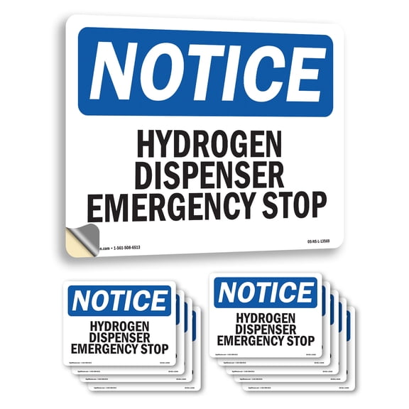 Hydrogen Dispenser Emergency Stop OSHA Notice Vinyl Decal Label 14 Inch x 10 Inch - 10 Pack