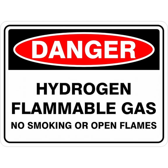 Hydrogen Flammable Gas No Smoking Or Open Flames Sign - 8"x12" Metal Tin Danger Sign for Industrial Commercial Use
