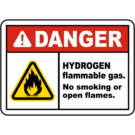 Hydrogen Flammable Gas Safety Warning Sign 8"x12" - Caution Tin - For Gas Storage Lab Areas
